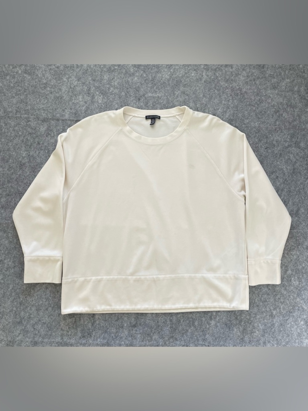 Eileen Fisher Crew Neck Sweater Size S/P Ivory Long Sleeve Lyocell Nylon - FLAWS